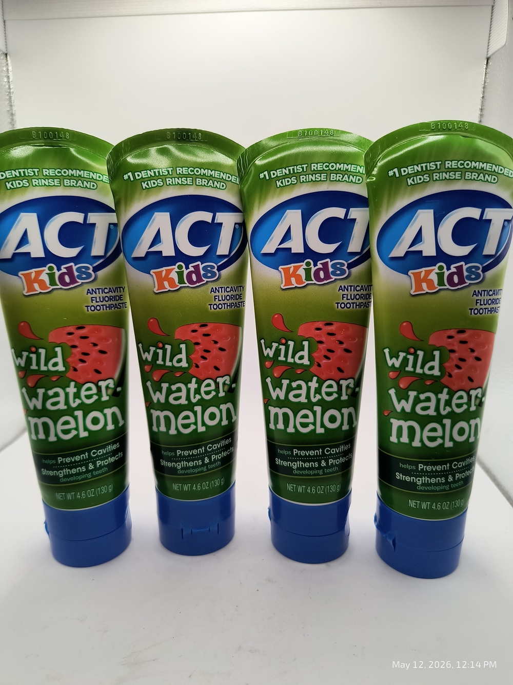 ACT Kids Anticavity Fluoride Toothpaste Wild Watermelon 4.6oz Lot of 4 BB 1/27
